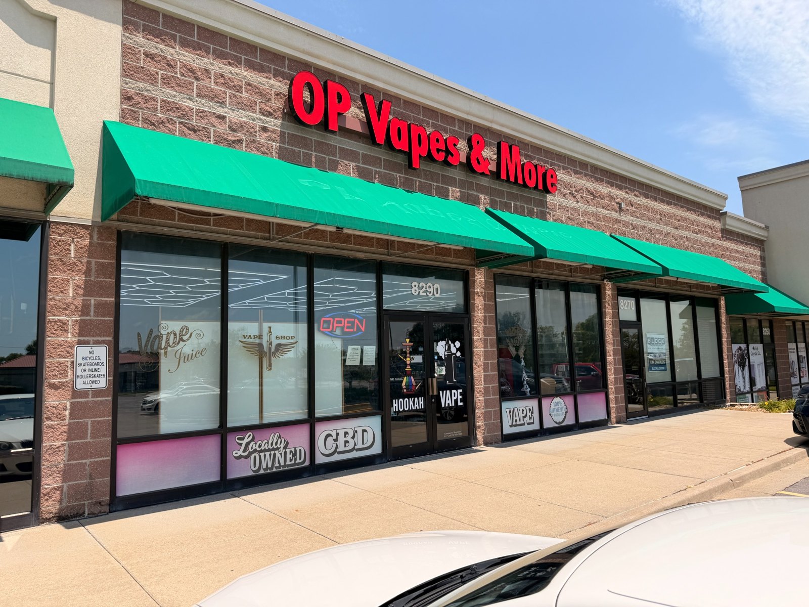 OP Vapes and More storefront on 151st Street